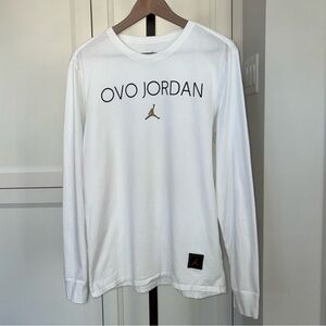 OVO Jordan Long Sleeve Shirt Medium White Drake October’s Very Own Jumpman Logo